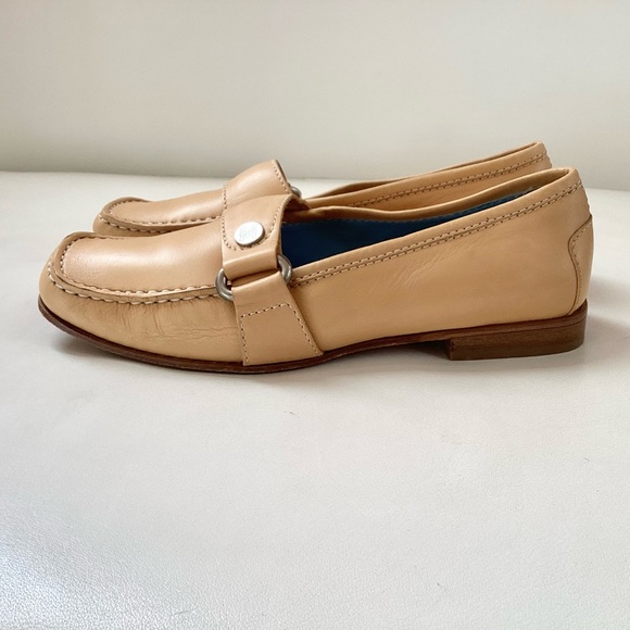 Celine Tan Leather Square Toes Loafers 